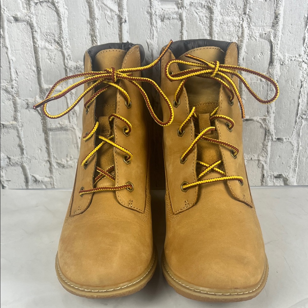 Timberland Women's Amston‎ 6 Inch Wheat Nubuck Wedge Heel Boots Size 8 - Picture 7 of 15